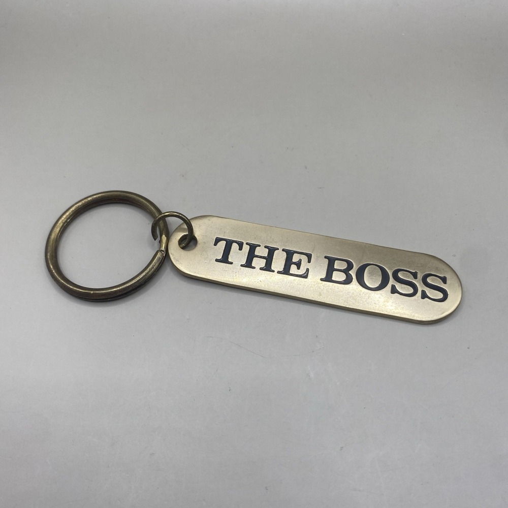 Vintage Russ Keychain Brass Metal "The Boss" Made in Taiwan